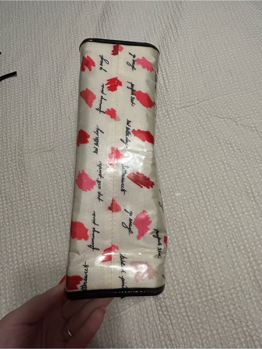kate spade Red & Pink Brushstroke Cosmetic Pouch with Black Trim - Picture 4 of 7